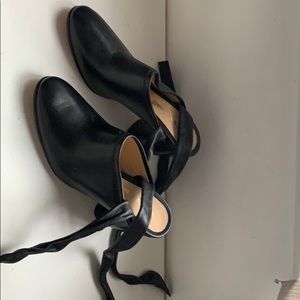 Black Clarks - Open Back Pumps with Ribbons